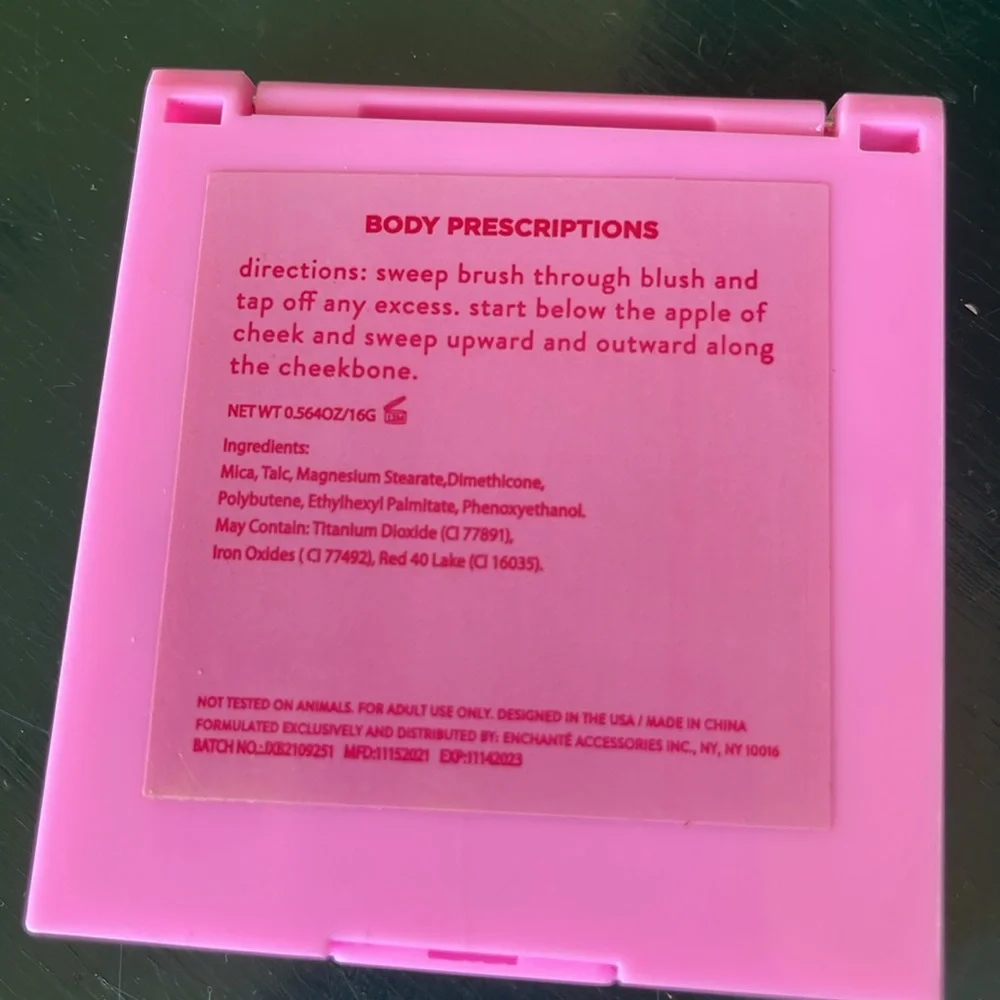 Body Prescriptions Blush Compact with Mirror - Pink Heart-Shaped Sunglasses, lid